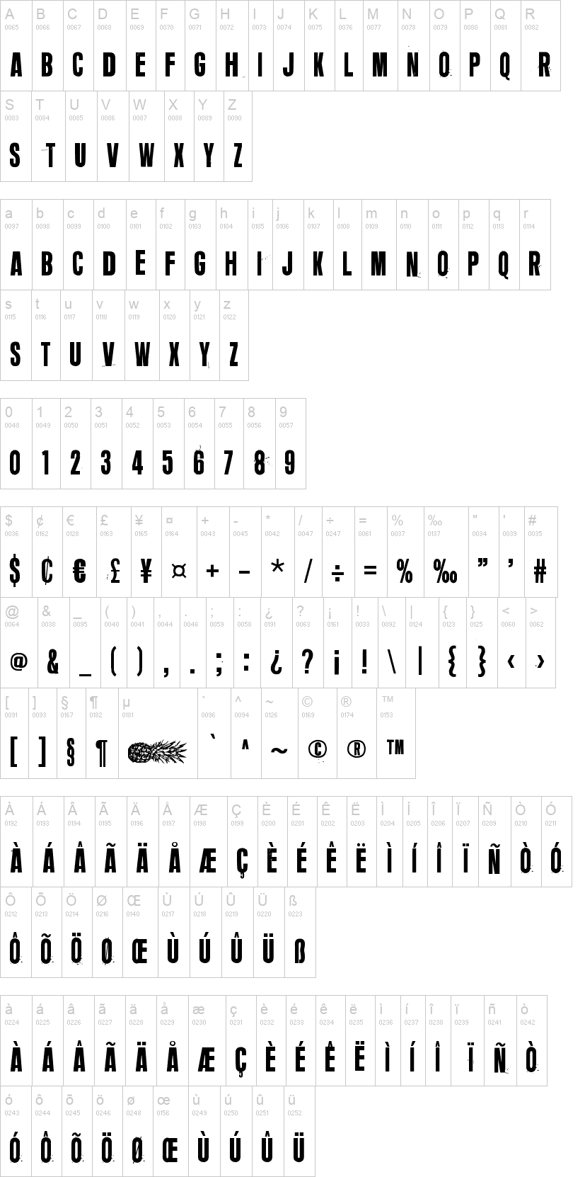 Hypothetical Moon Of Mercury 字体字形表