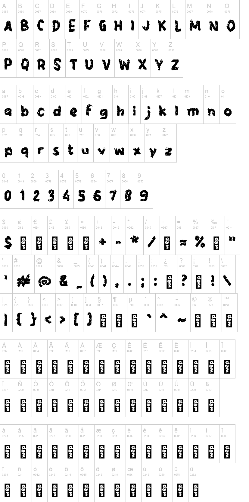 i Icefrost 字体字形表