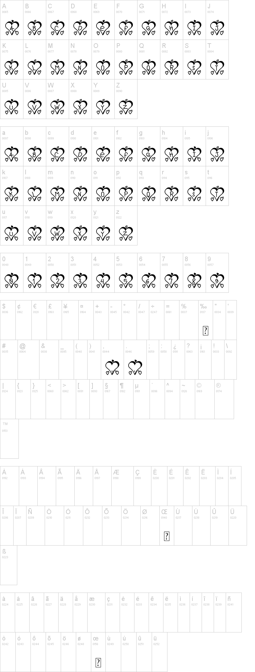 I Love St 字体字形表