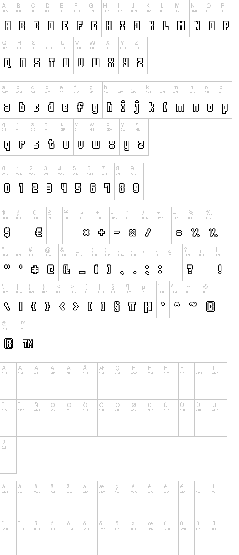 Ice Pixel7 字体字形表