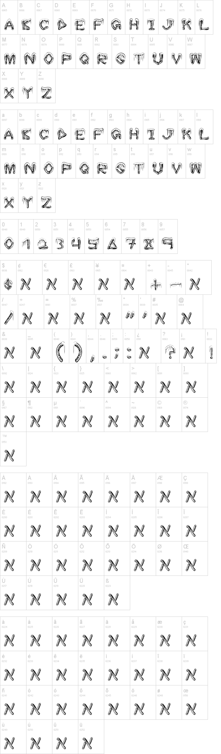 Ice Sticks 字体字形表
