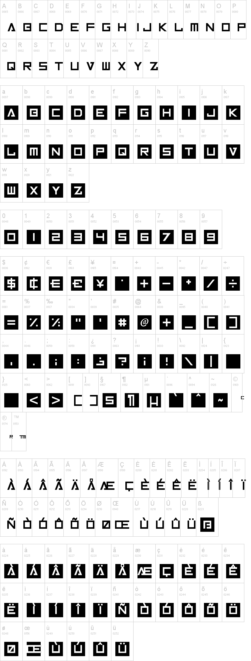 Inversionz 字体字形表