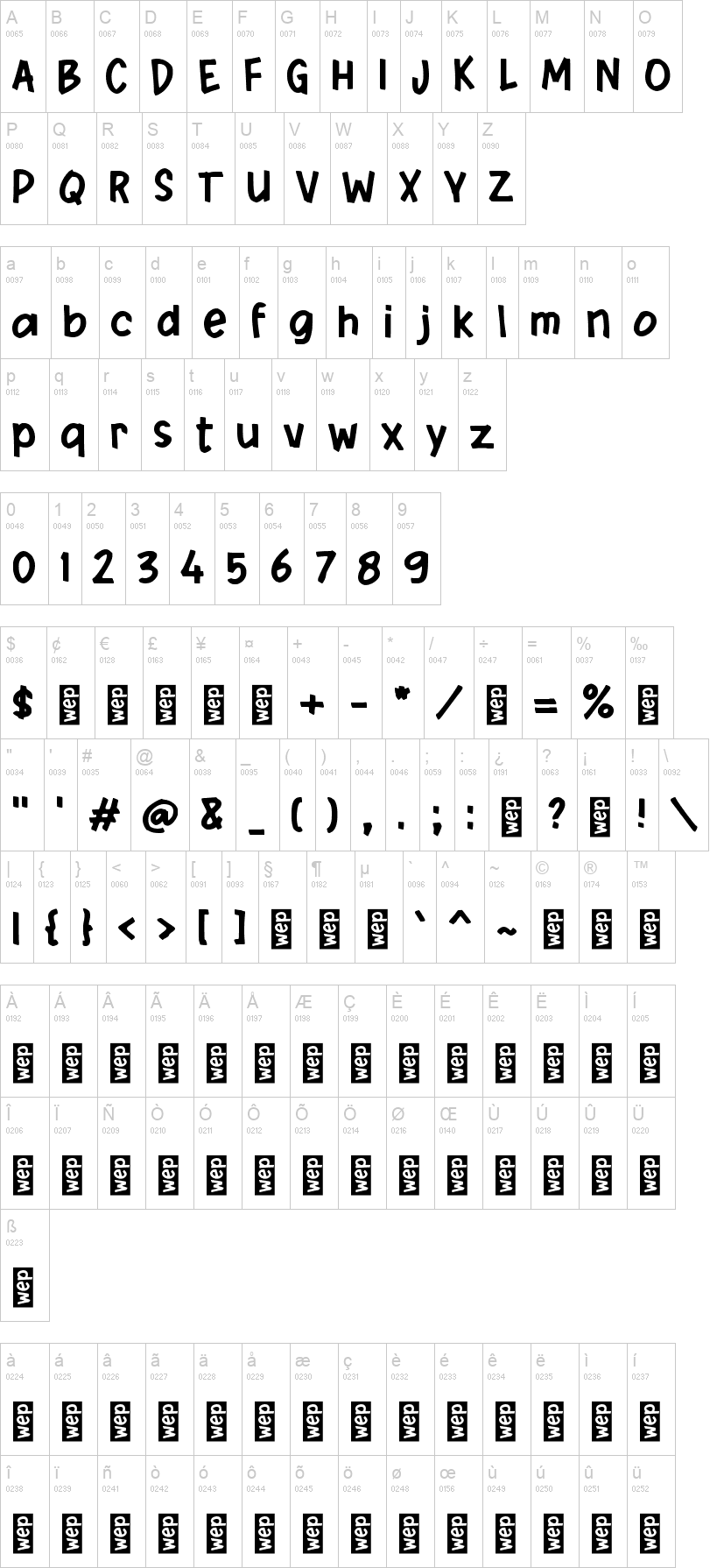 j Jadi Gini 字体字形表
