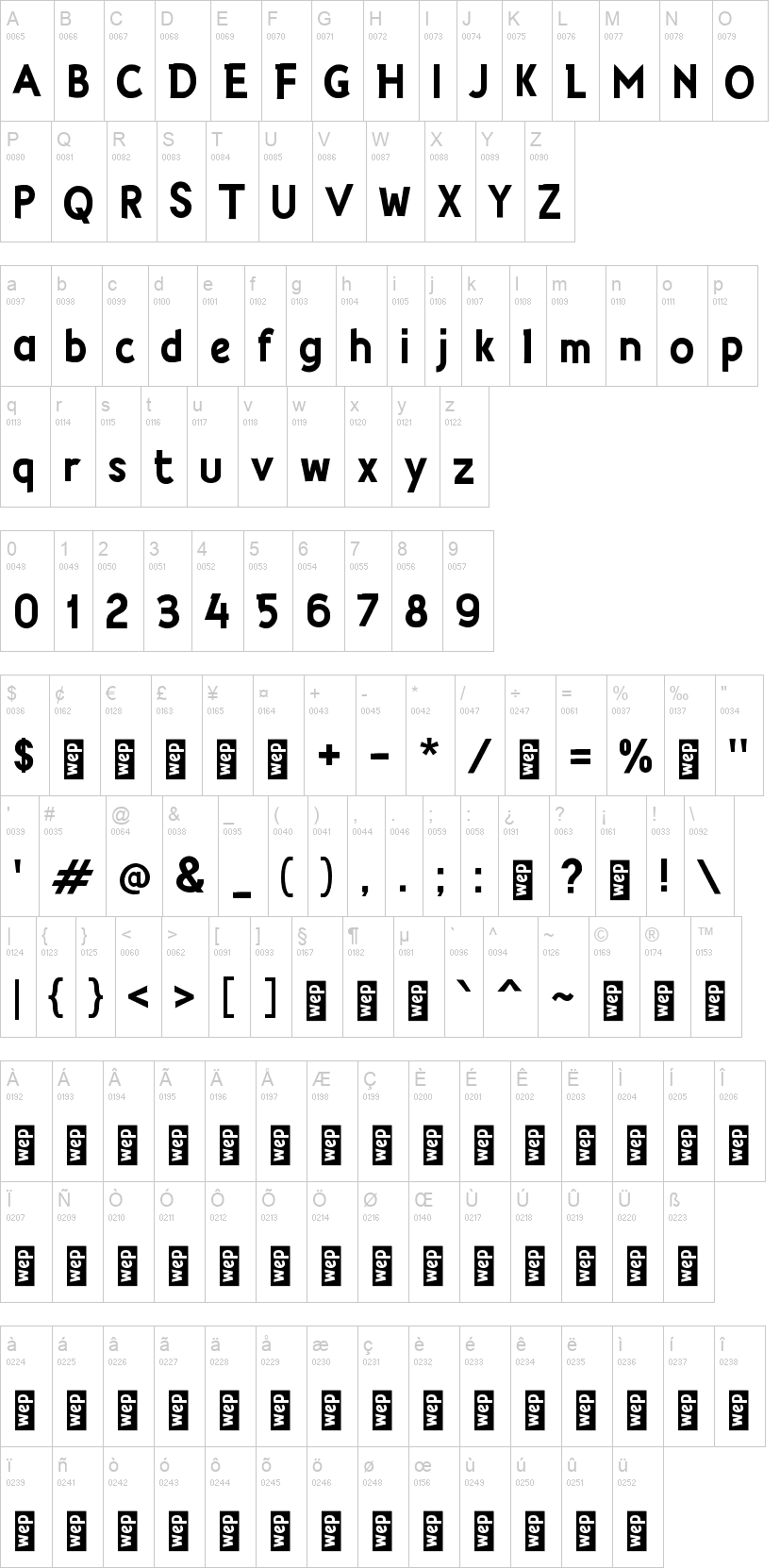 j Jumans 字体字形表