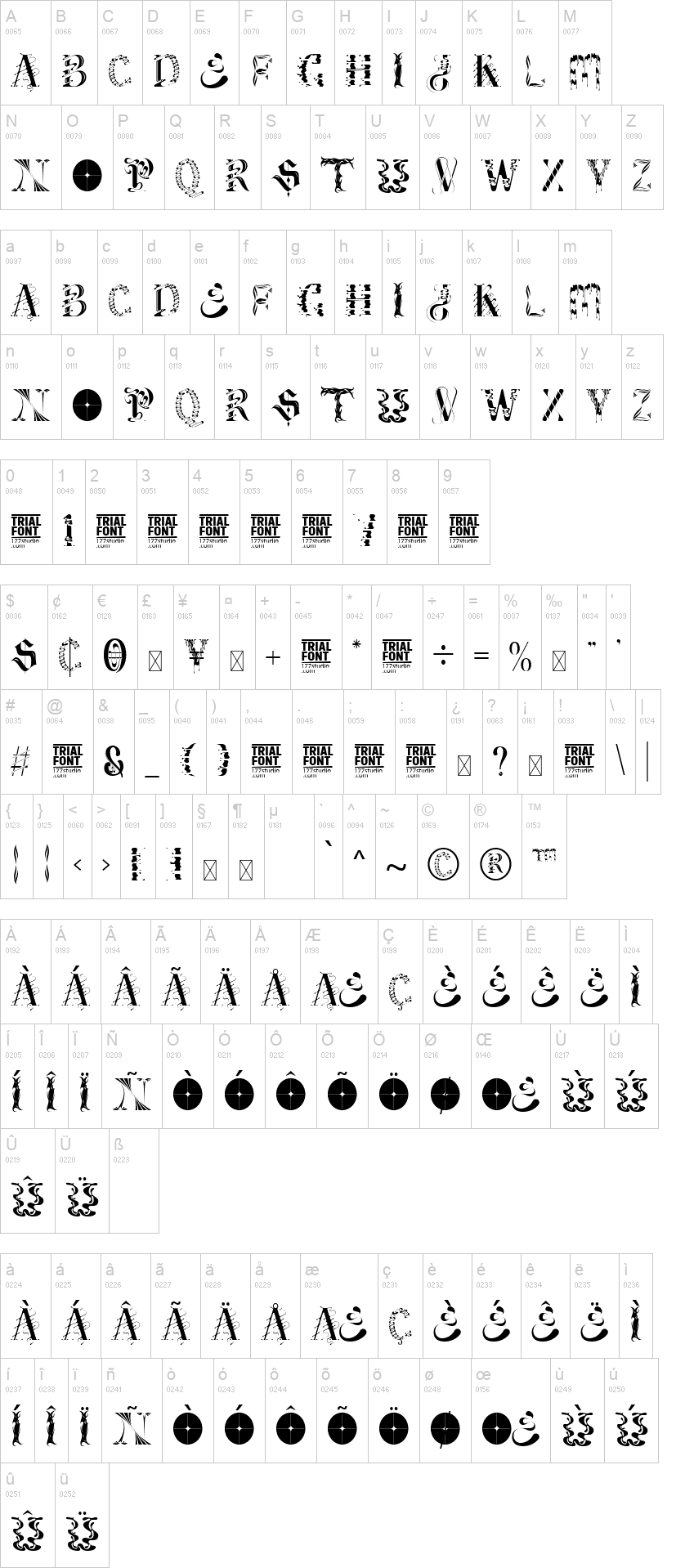 Jabberz Display 字体字形表