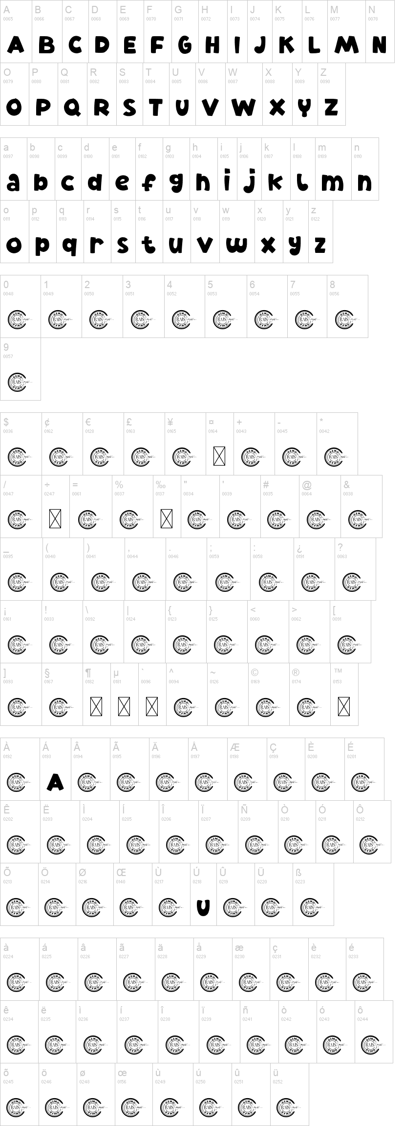Jelly Funny 字体字形表
