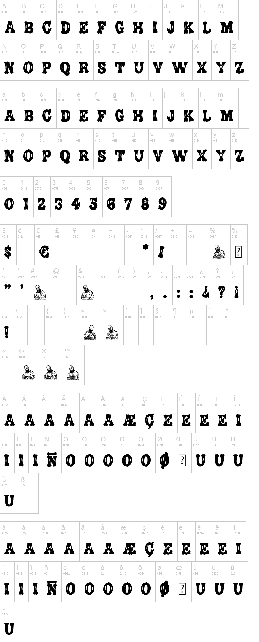 Junkie Cowboy 字体字形表