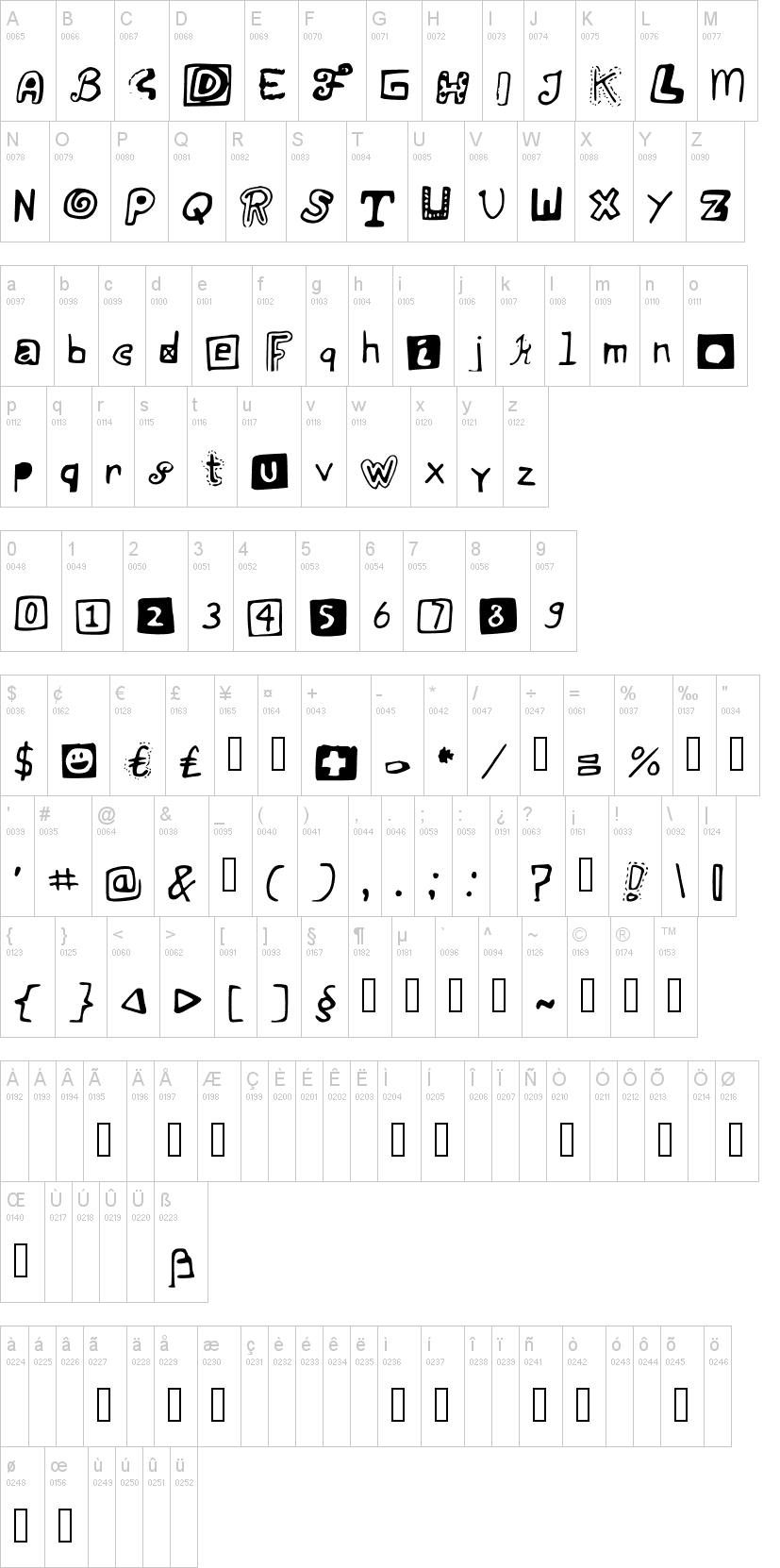 Just Some Random Doodles 字体字形表