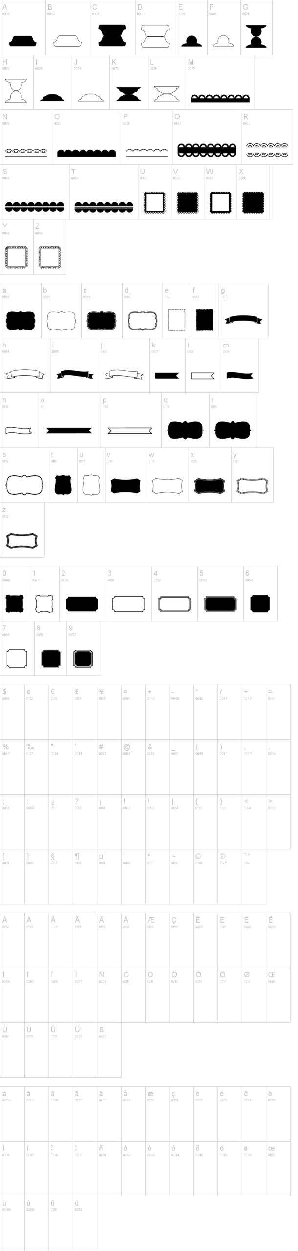 KG Flavor and Frames Five 字体字形表