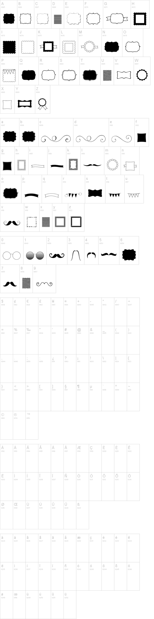 KG Flavor and Frames 字体字形表
