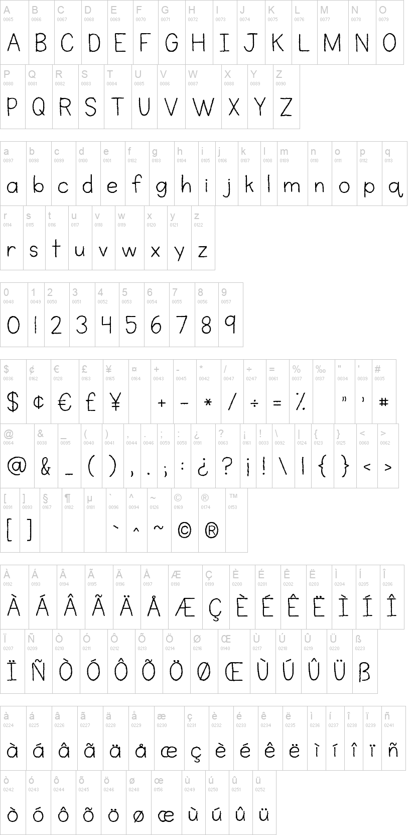 KG Midnight Memories 字体字形表