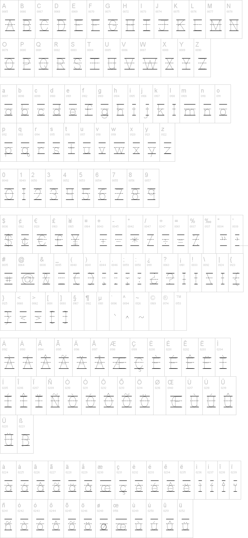 KG Primary Dots 字体字形表
