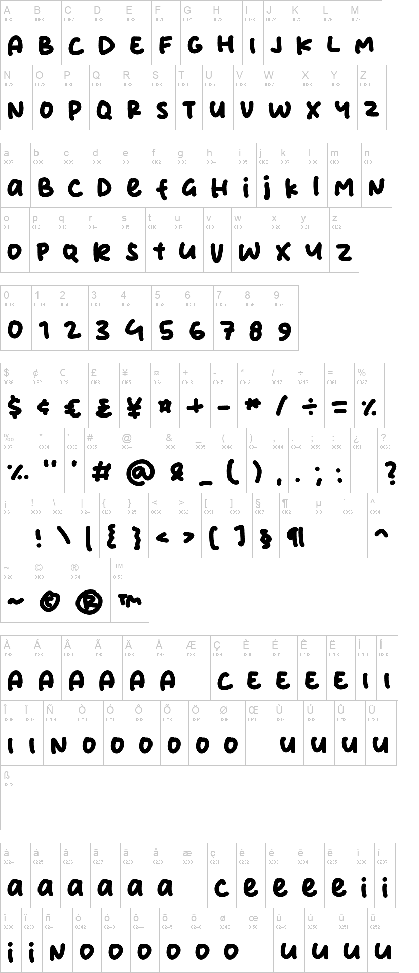 Kids Word 字体字形表