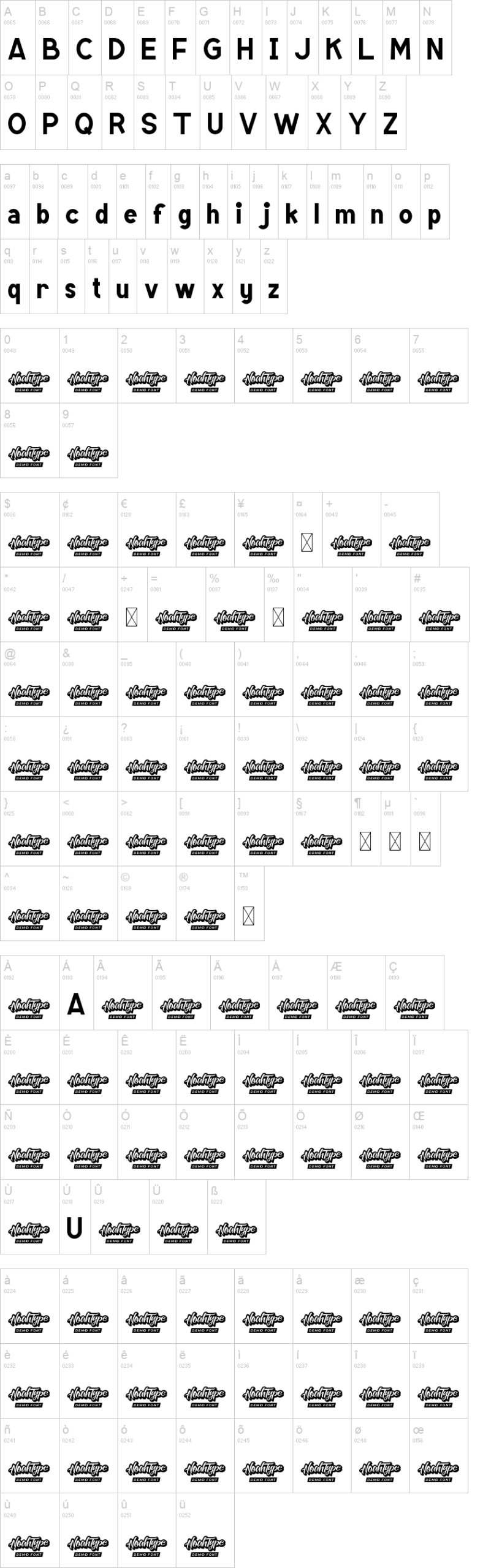Kinder School 字体字形表