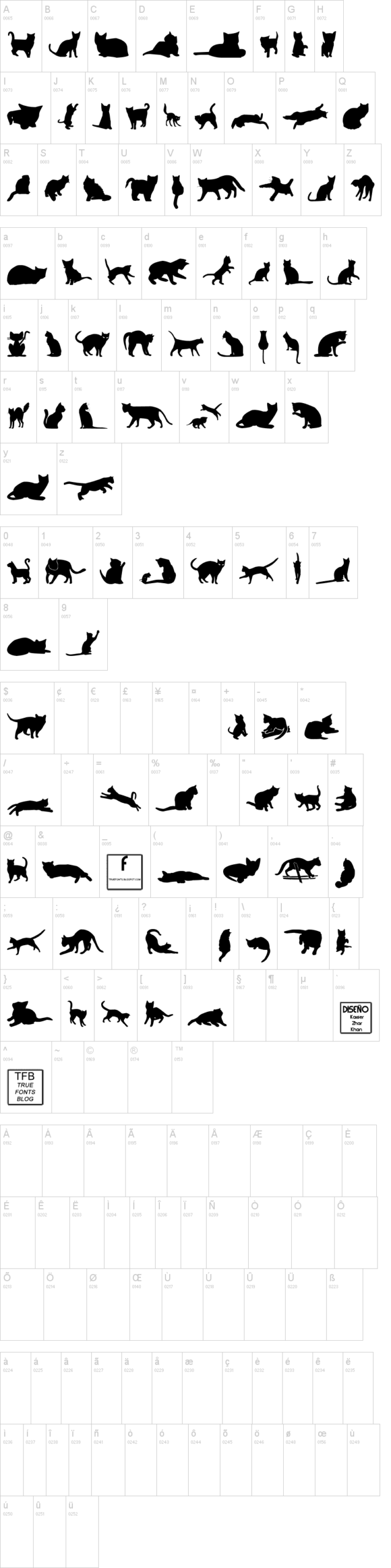 Kitty Cats TFB 字体字形表