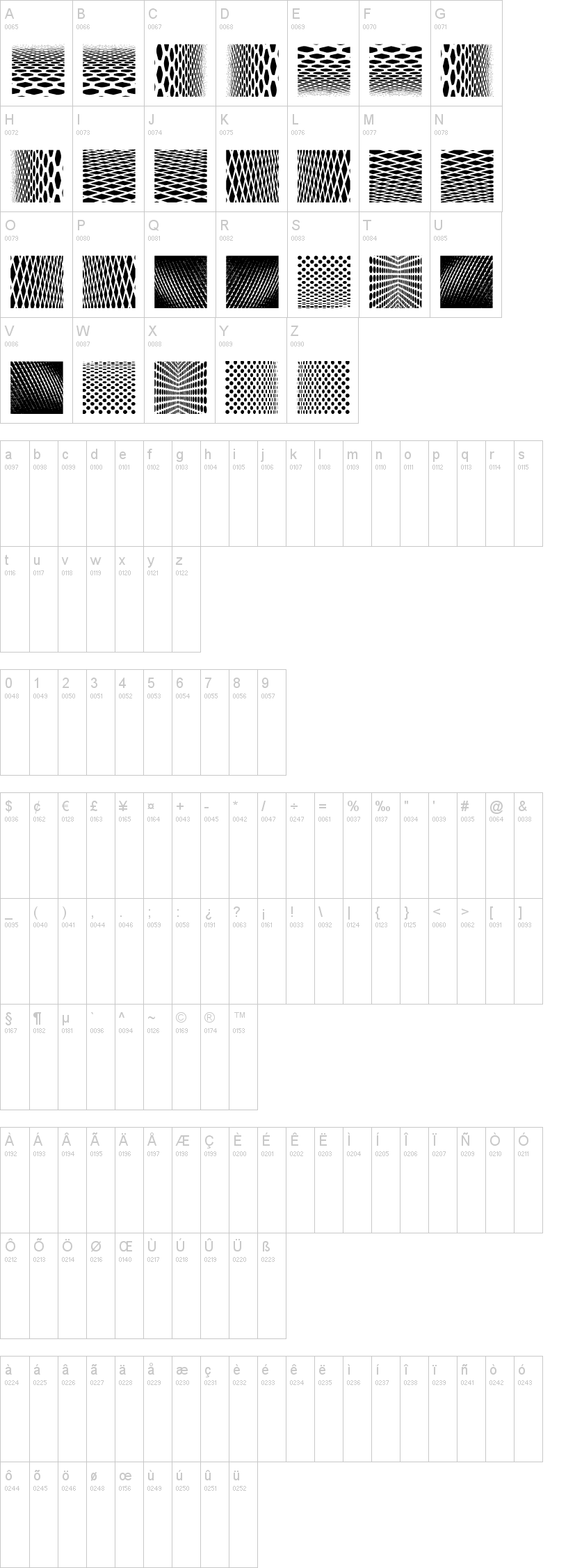 KleinKarpets 字体字形表