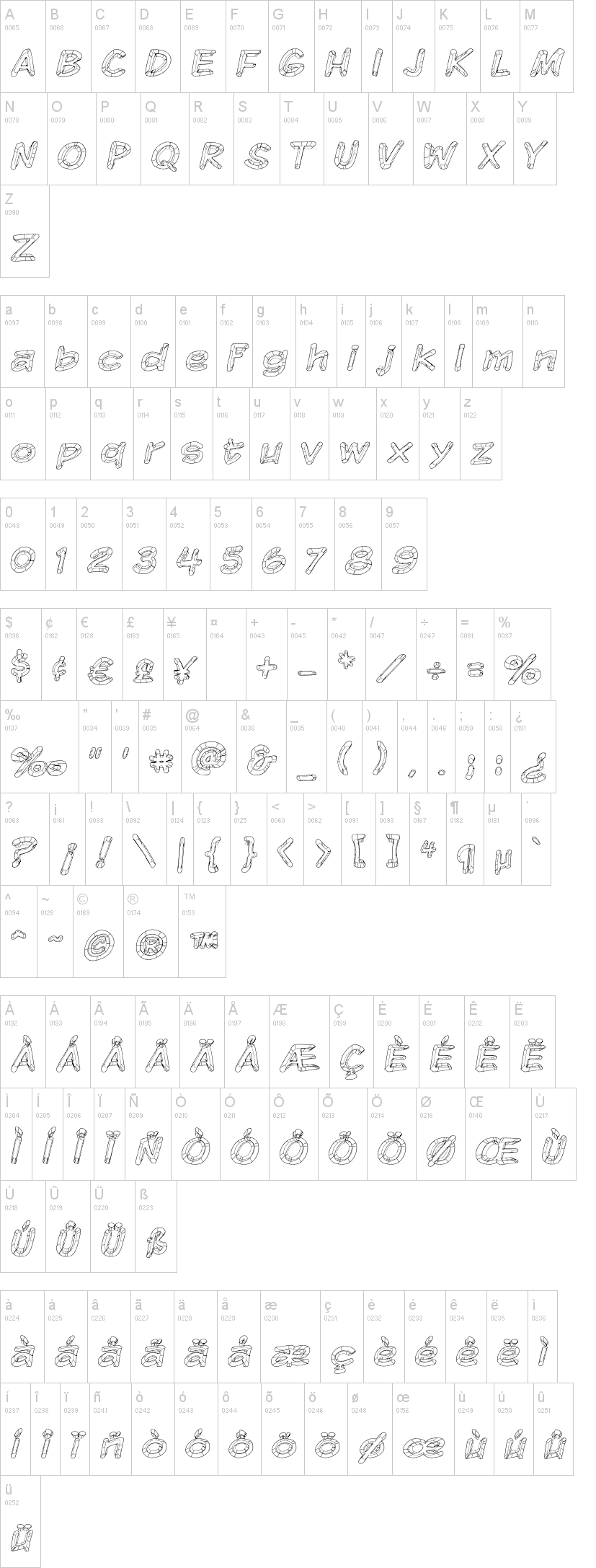 Komika Sketch 字体字形表