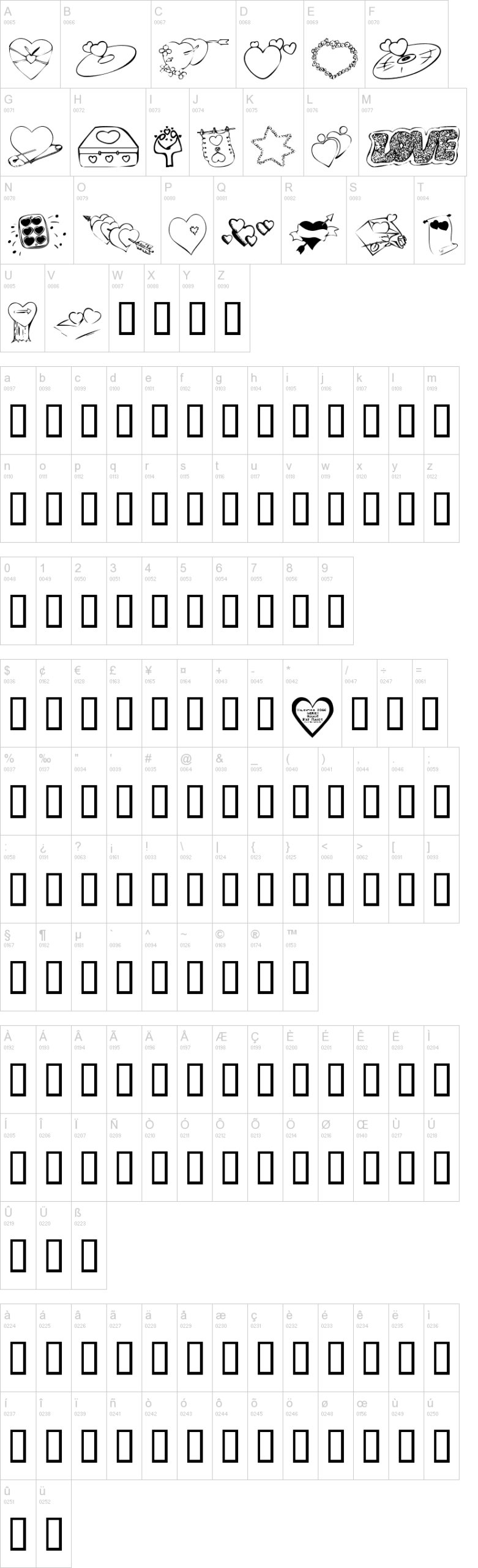 KR Valentines 2006 Seven 字体字形表
