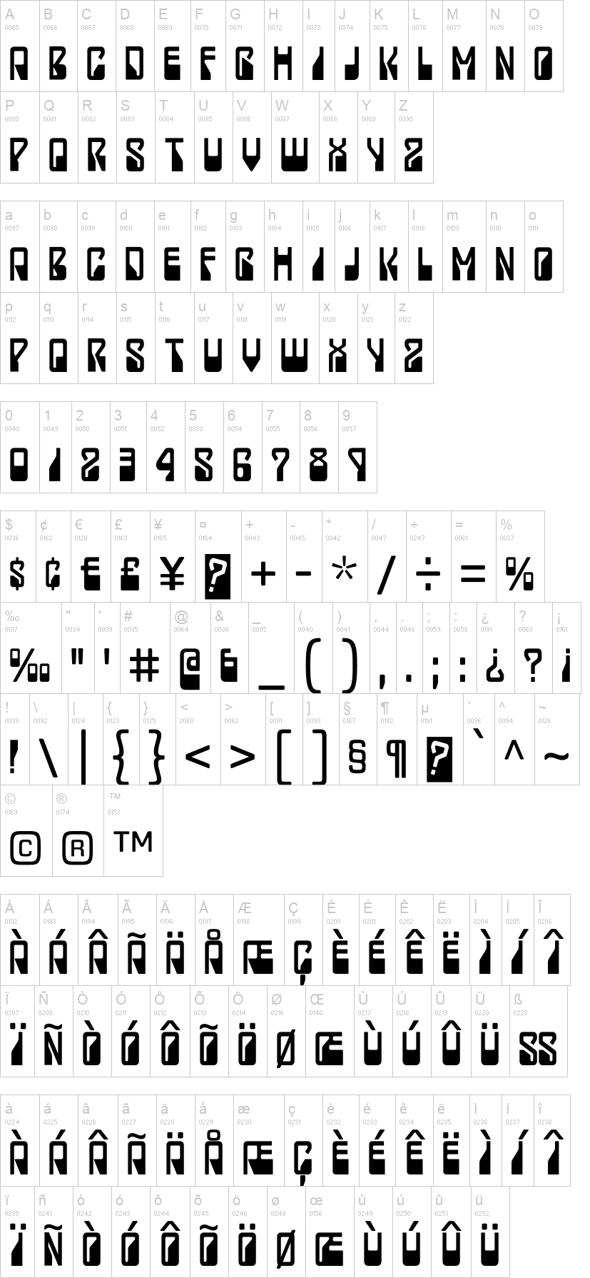 Lady Starlight 字体字形表
