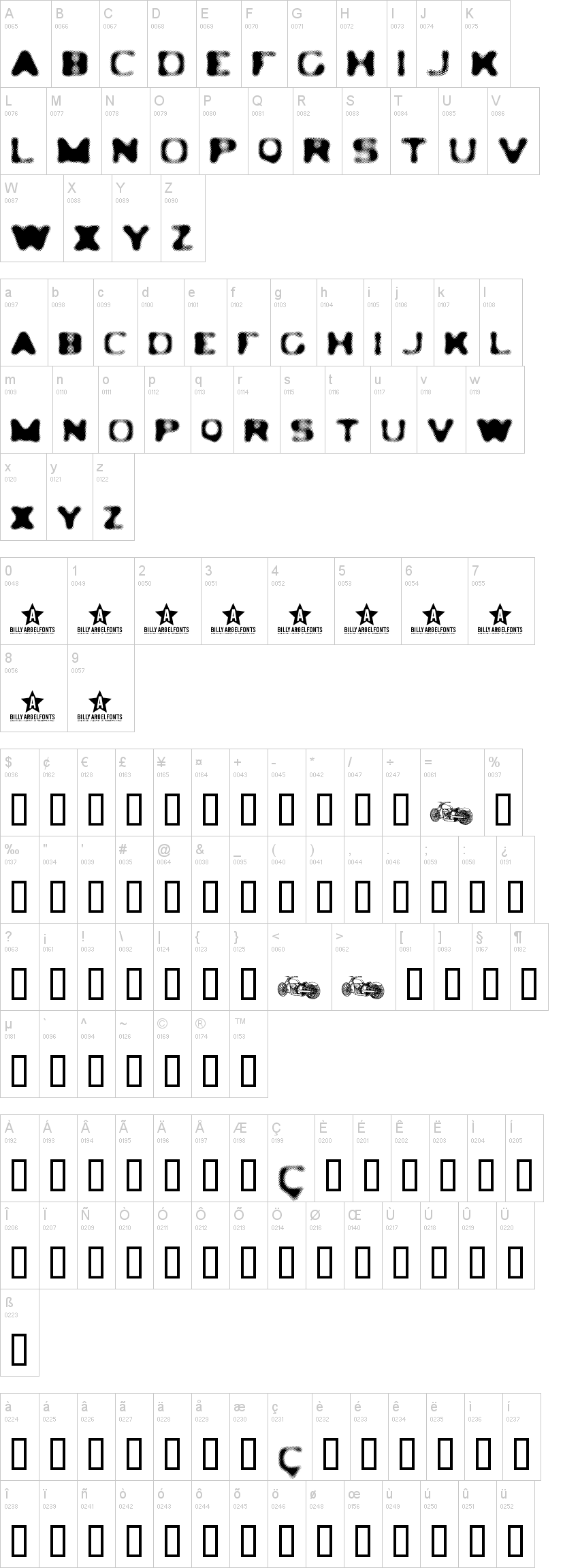 Ledlight 字体字形表
