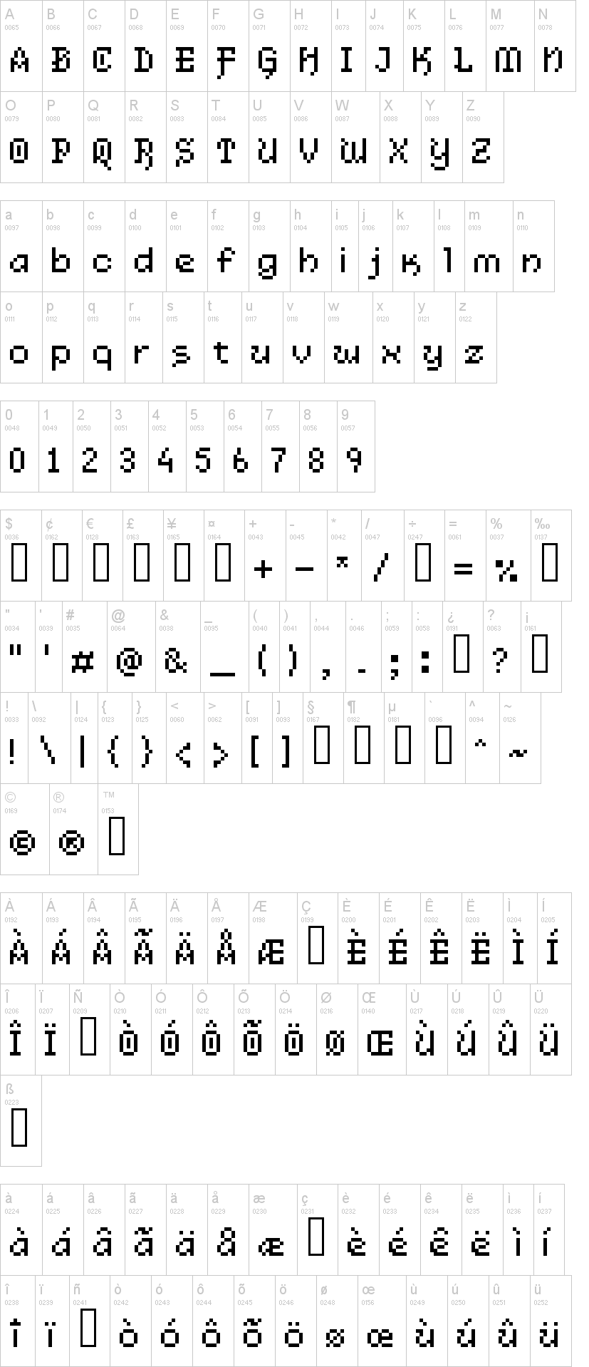 Legendaria 字体字形表