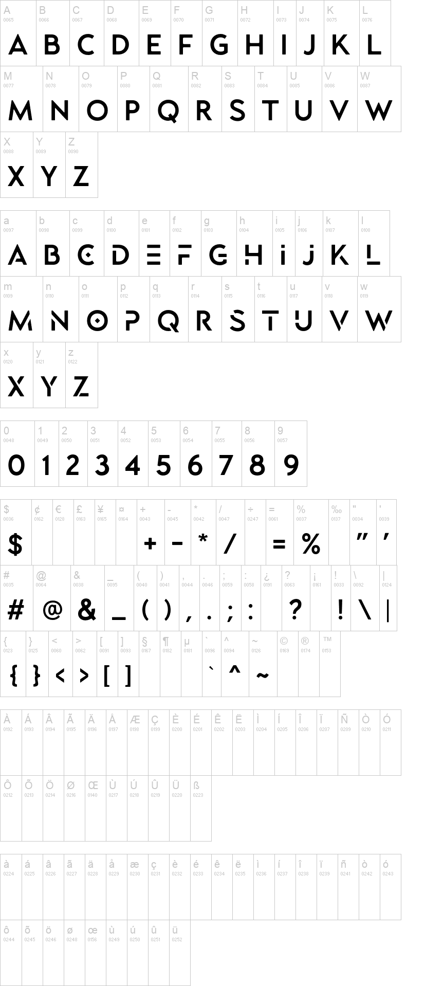 Lequire 字体字形表