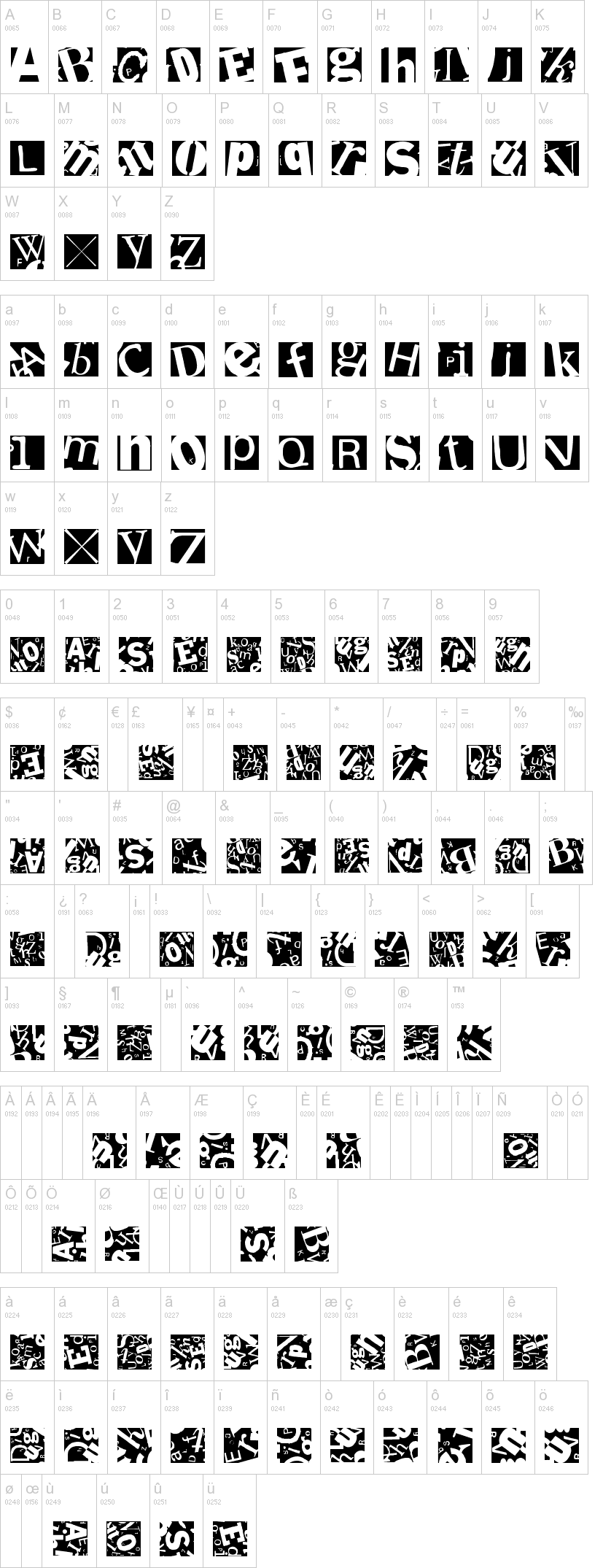 Letter Soup Mainz 字体字形表