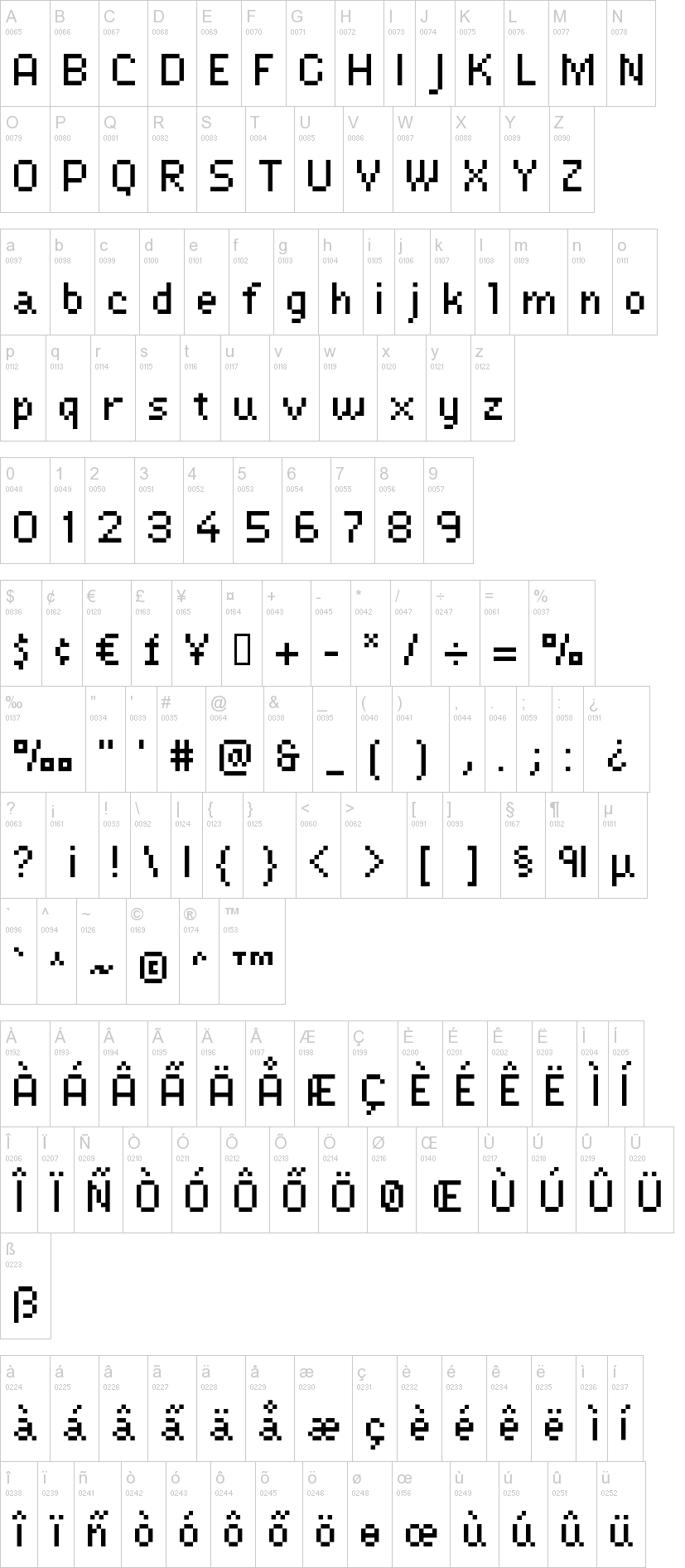 Lexipa 字体字形表