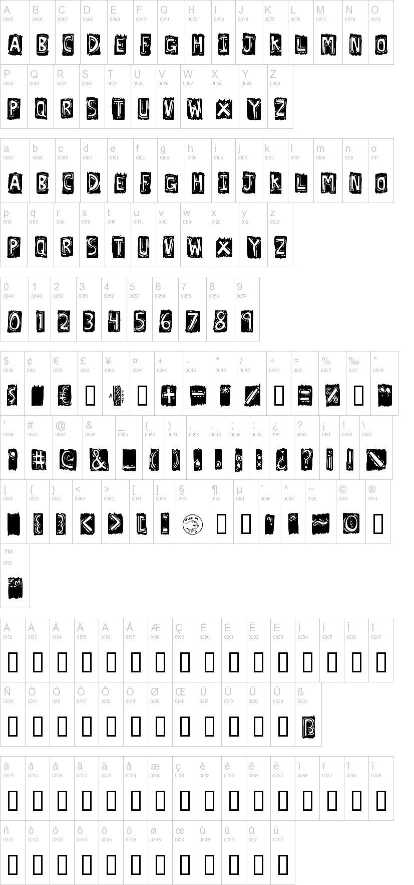 Lexographer 字体字形表