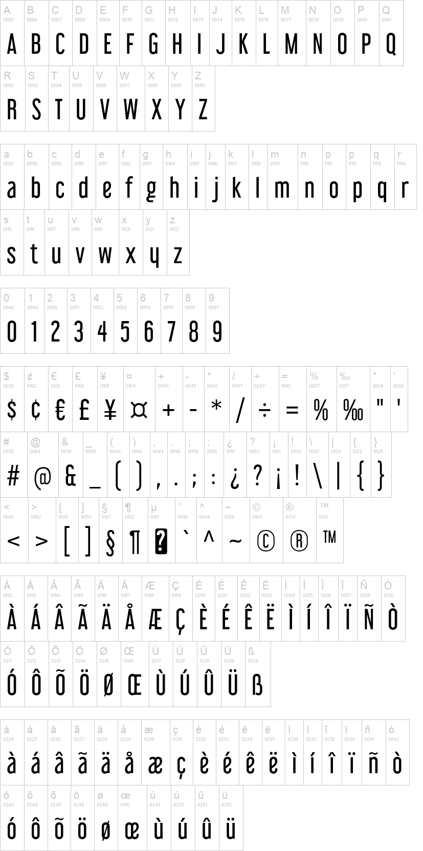 Libel Suit 字体字形表