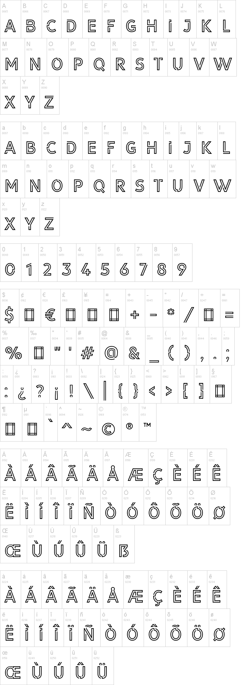 Library 3 am 字体字形表