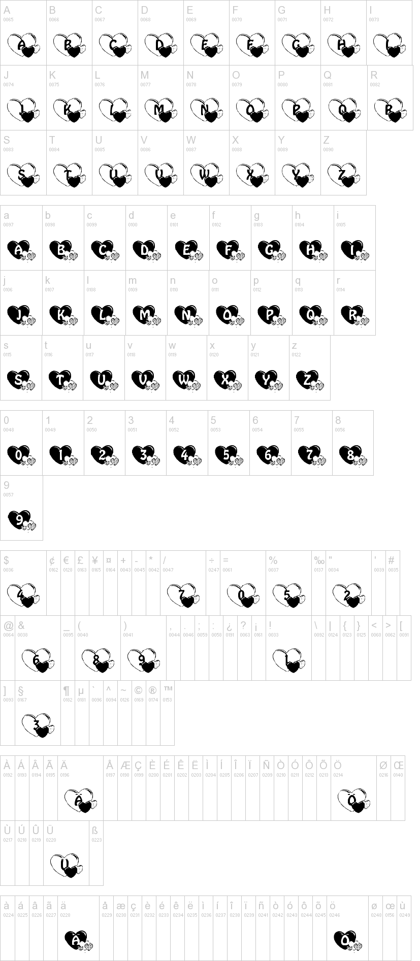 Lieb M�tterlein 字体字形表
