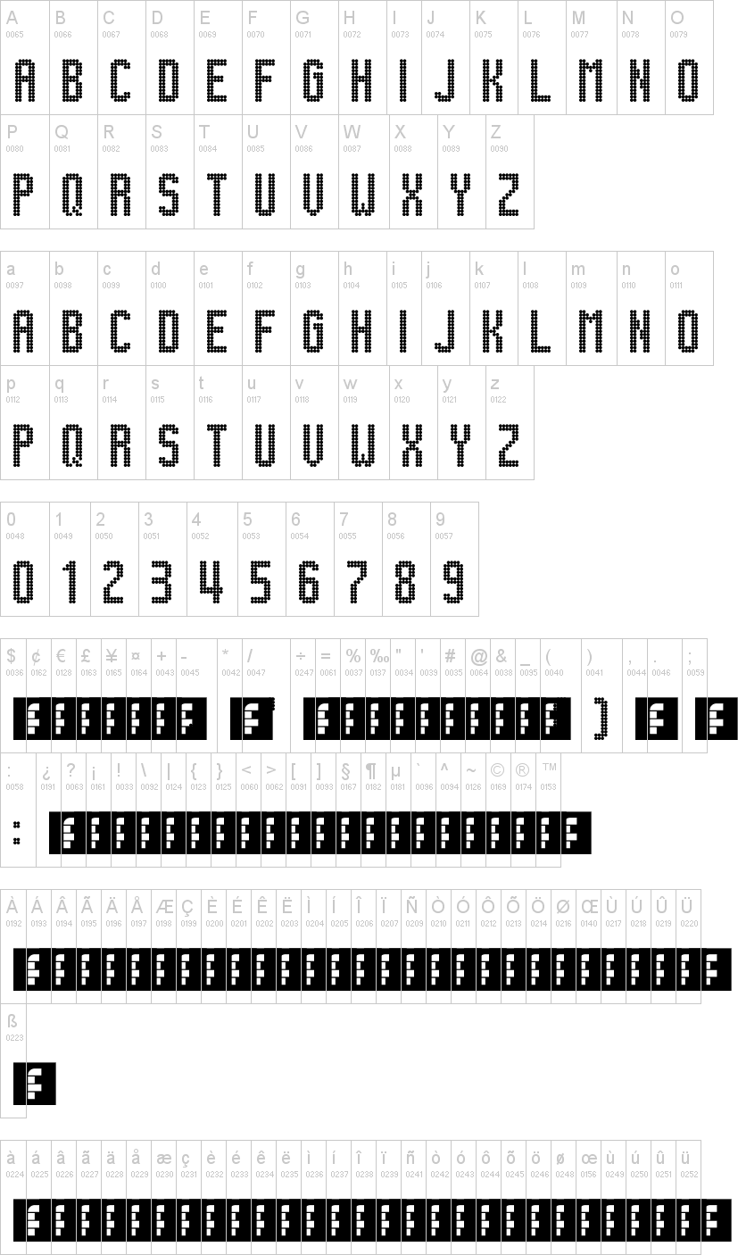 Lightdot 13x6 字体字形表