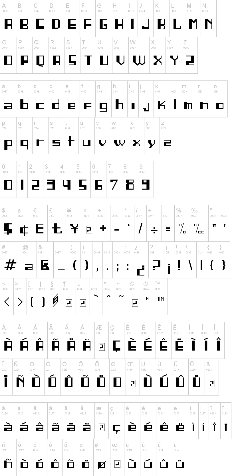 Linea 字体字形表