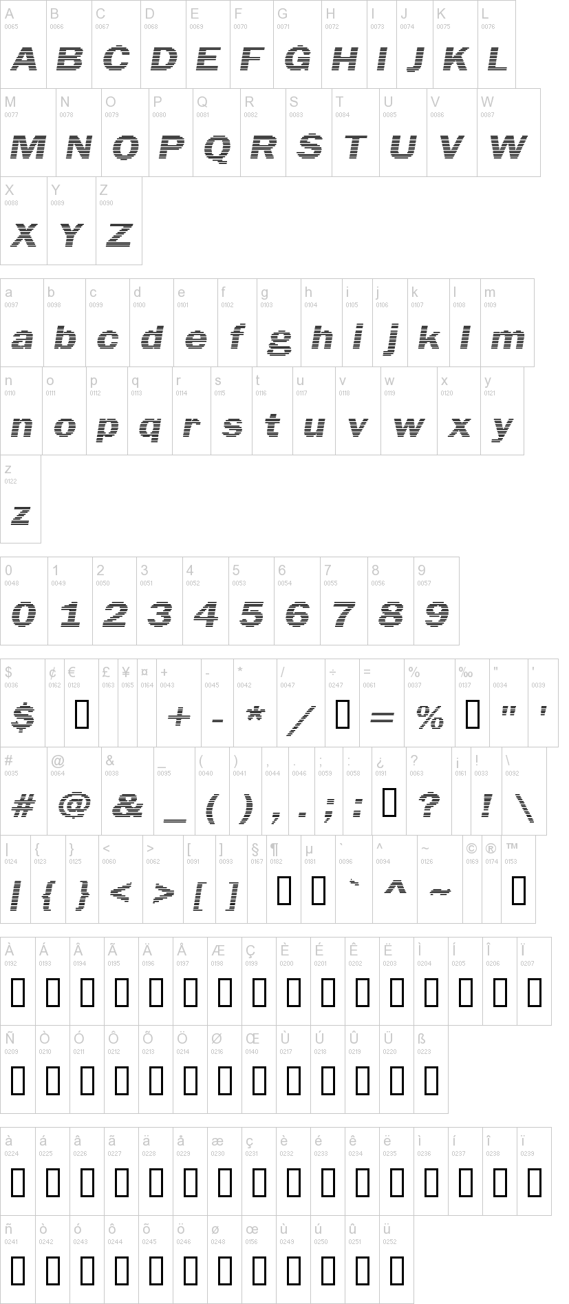 Linear Beam 字体字形表