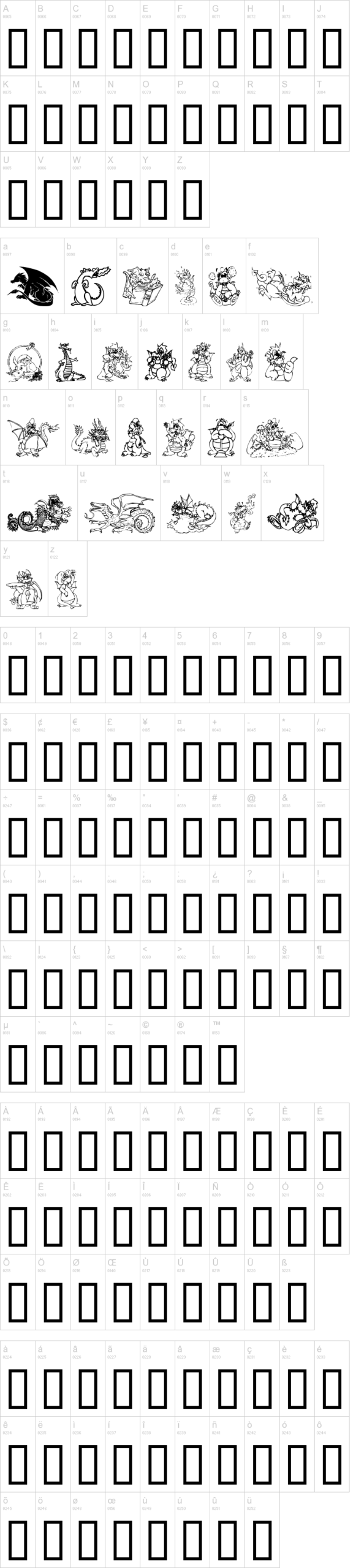 Lisa's Dragons 字体字形表