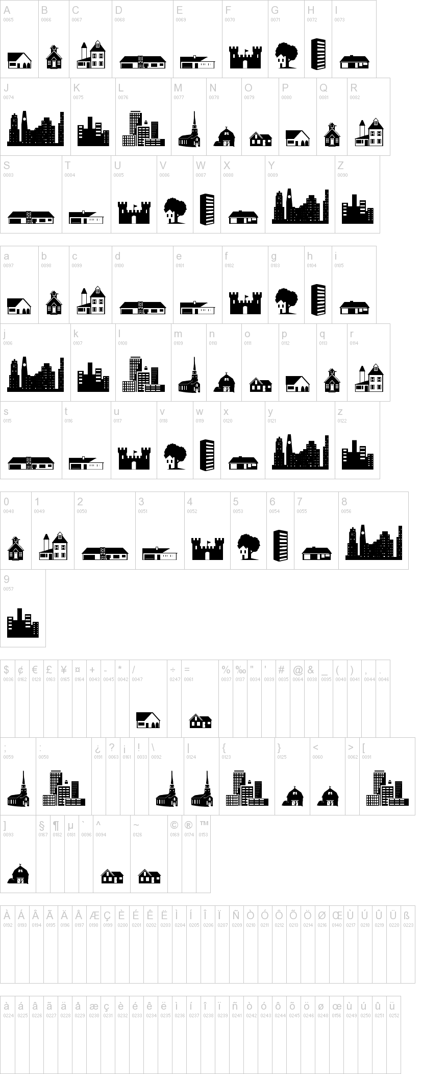Little City 2000 字体字形表