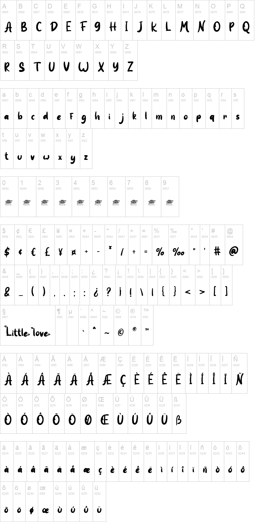 Little love 字体字形表