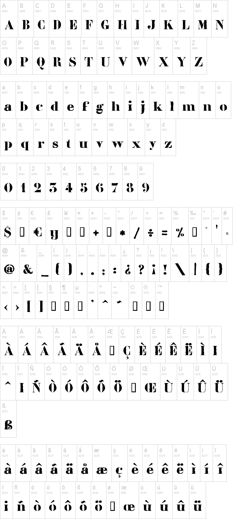 LL Liberte 字体字形表