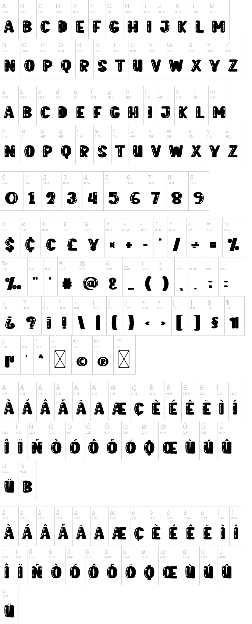 Love Bride 字体字形表
