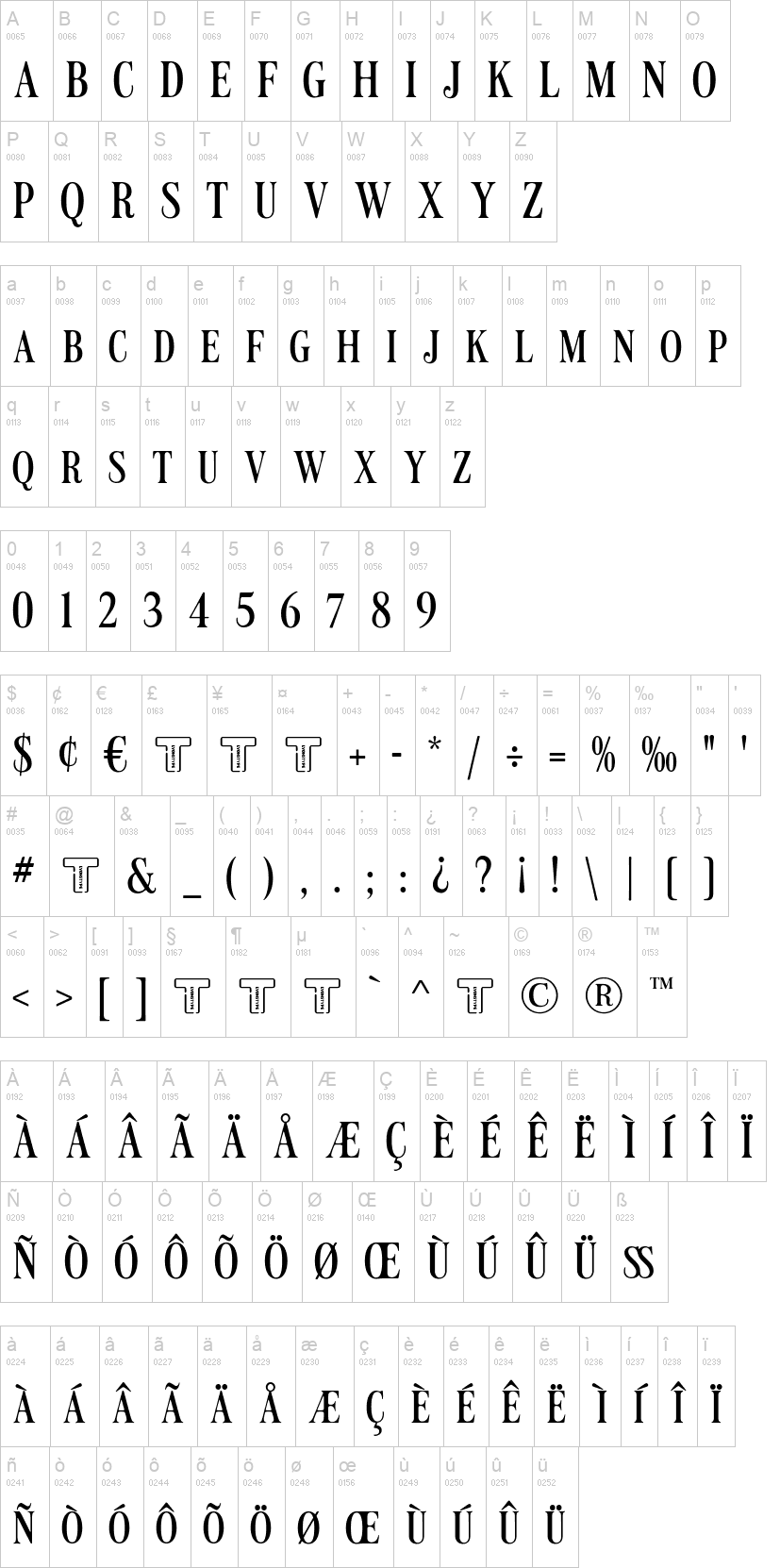 LT Carpet 字体字形表