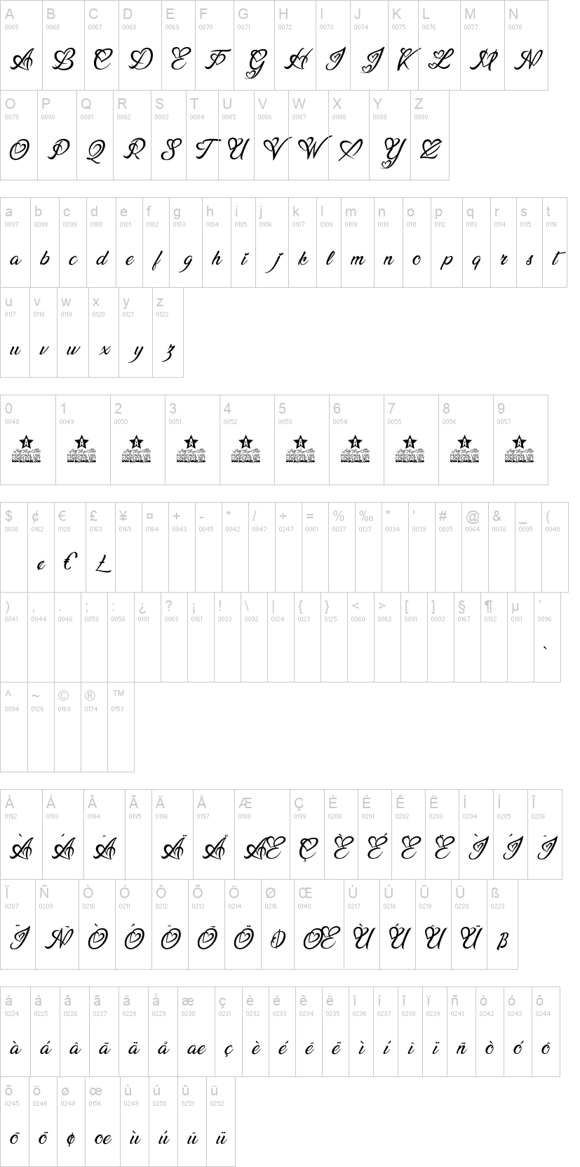 Lucy Said Ok 字体字形表