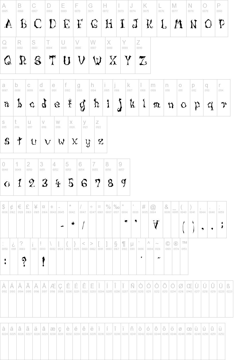 Lunacy More 字体字形表