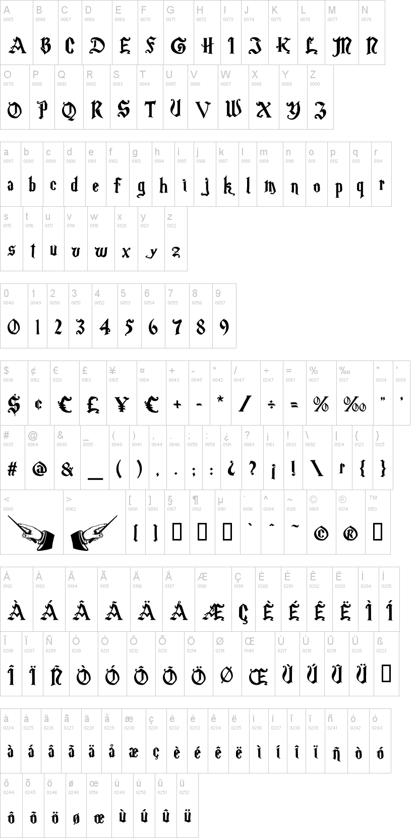Magic School 字体字形表