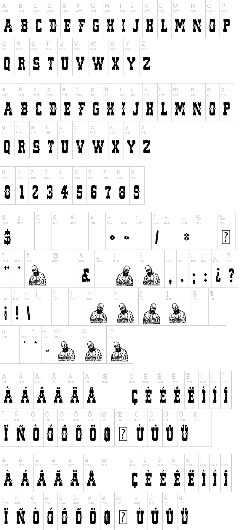 Magnificent West 字体字形表