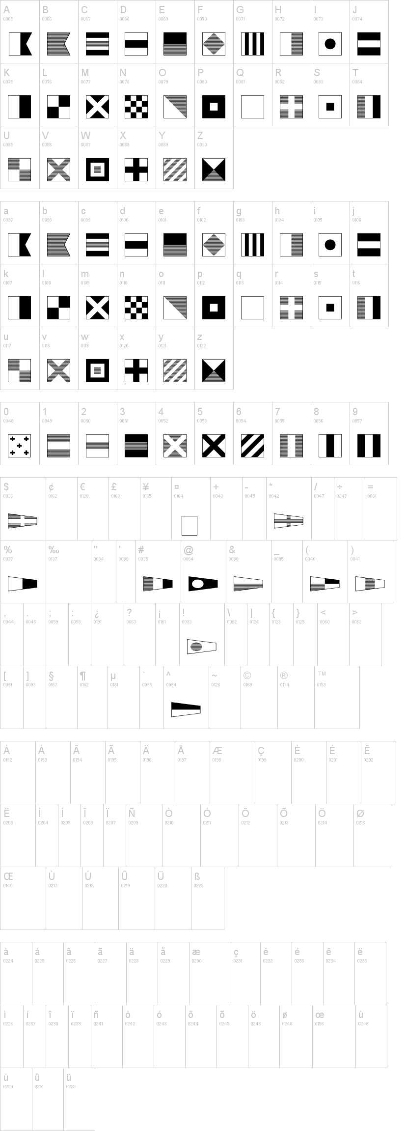 Maritime Flags 字体字形表