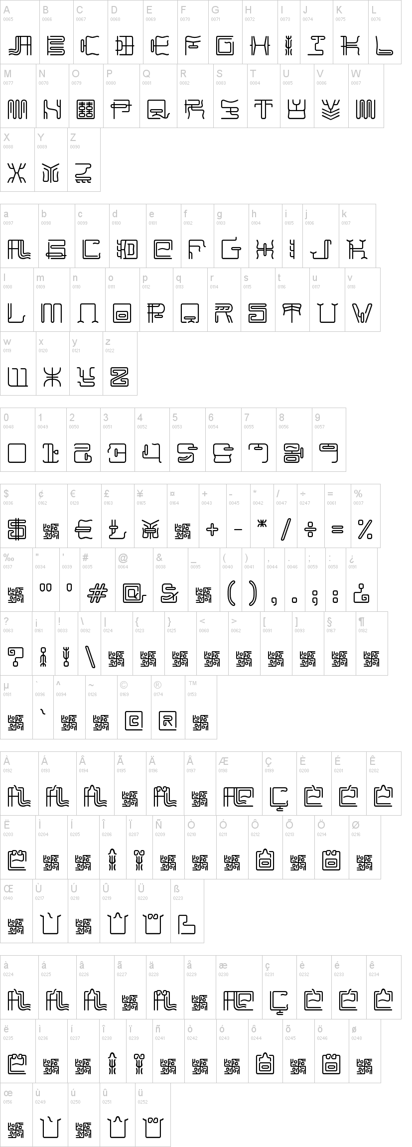 Maximage ZhiLong 字体字形表