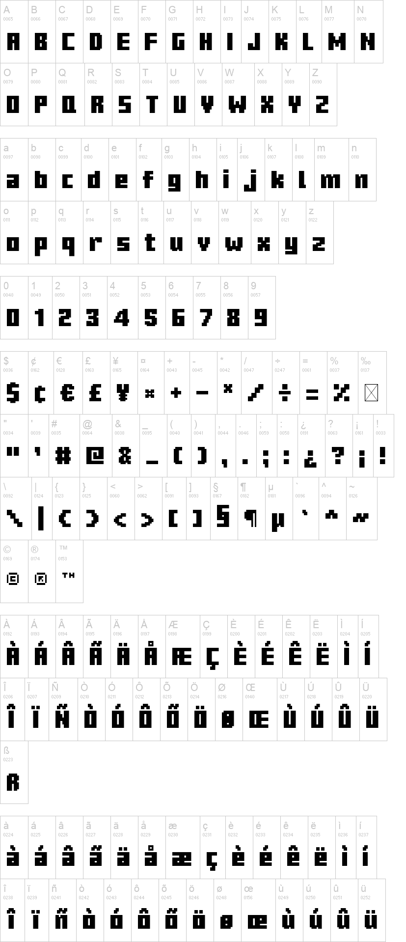 MC Ten Lowercase Alt 字体字形表