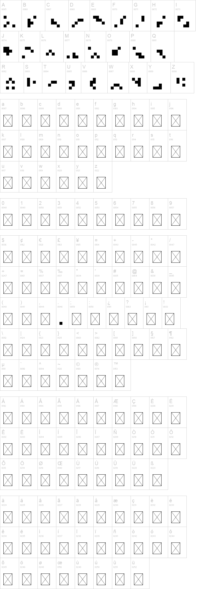 Meeksa 字体字形表