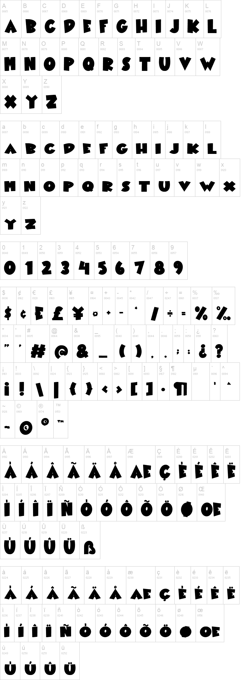 Meteor Fall 字体字形表